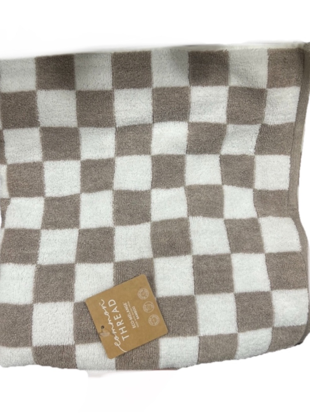 Common Thread Brown and White Checkered Eco Melange Bath Towels Set of 2